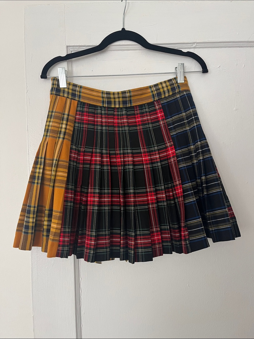 Zara Multicolor Plaid Pleated Mini Skirt - Yellow, Red, Blue, Black